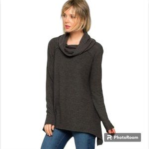 Alice + Olivia Base Sweater Brown Cowl Neck Knit Tunic Long Sleeve Size Small